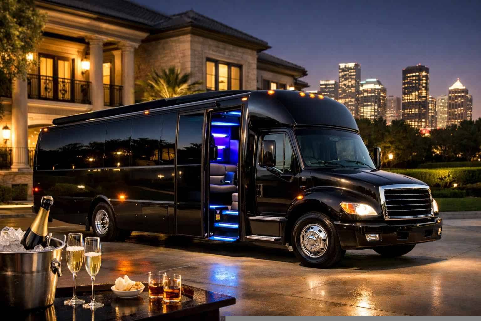 Affordable Black Party Bus Service in River Oaks TX