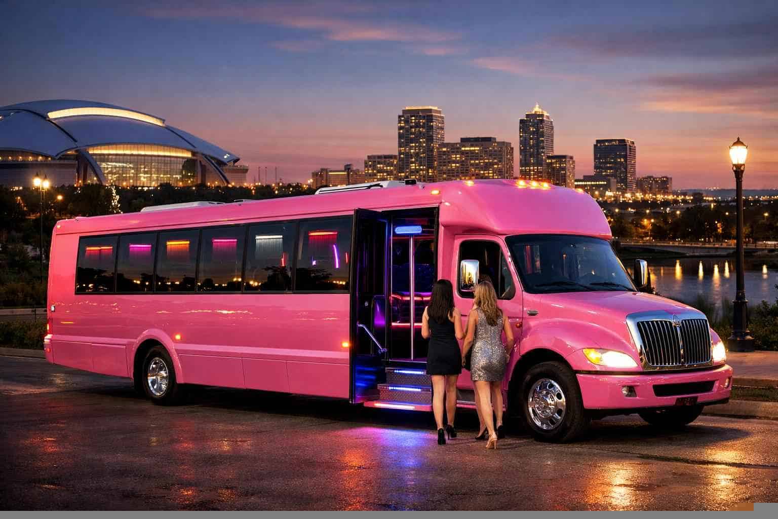 Pink Party Bus Rental In Arlington Texas Affordable Pink Party Bus Service in Arlington TX