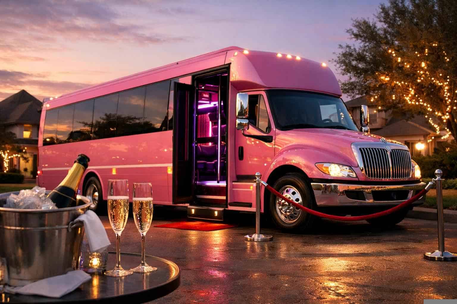 Affordable Pink Party Bus Service in Colleyville TX