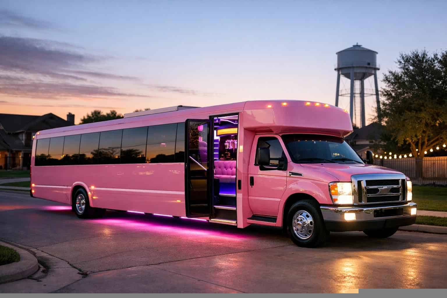 Affordable Pink Party Bus Service in Crowley TX