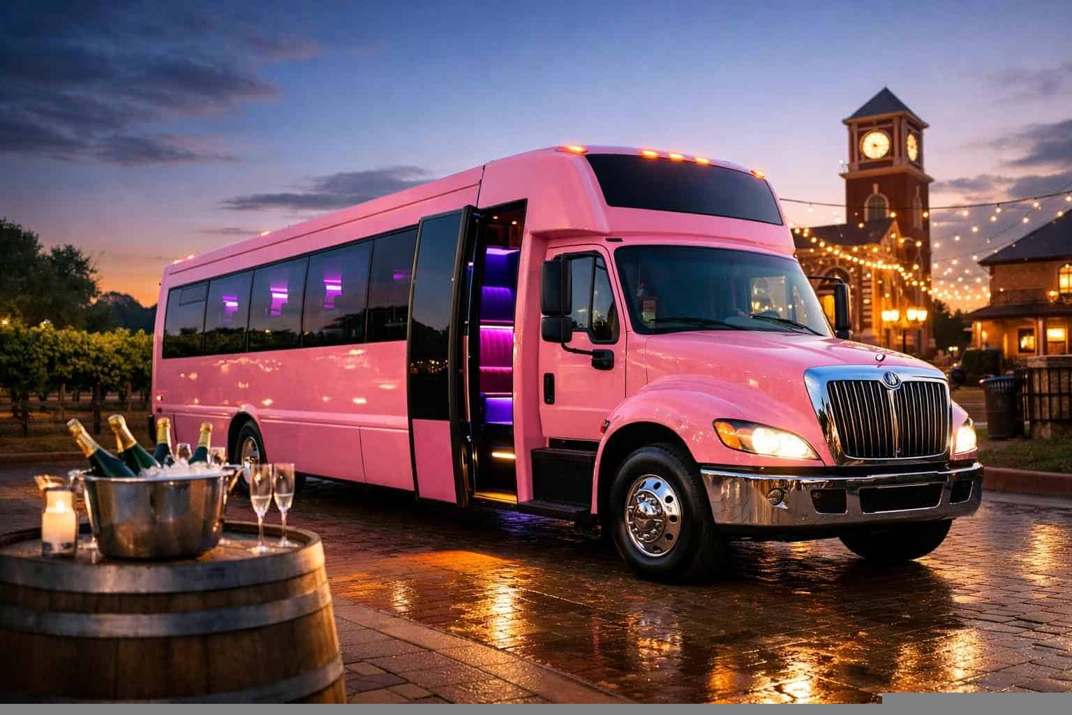 Pink Party Bus Rental In Grapevine Texas Affordable Pink Party Bus Service in Grapevine TX