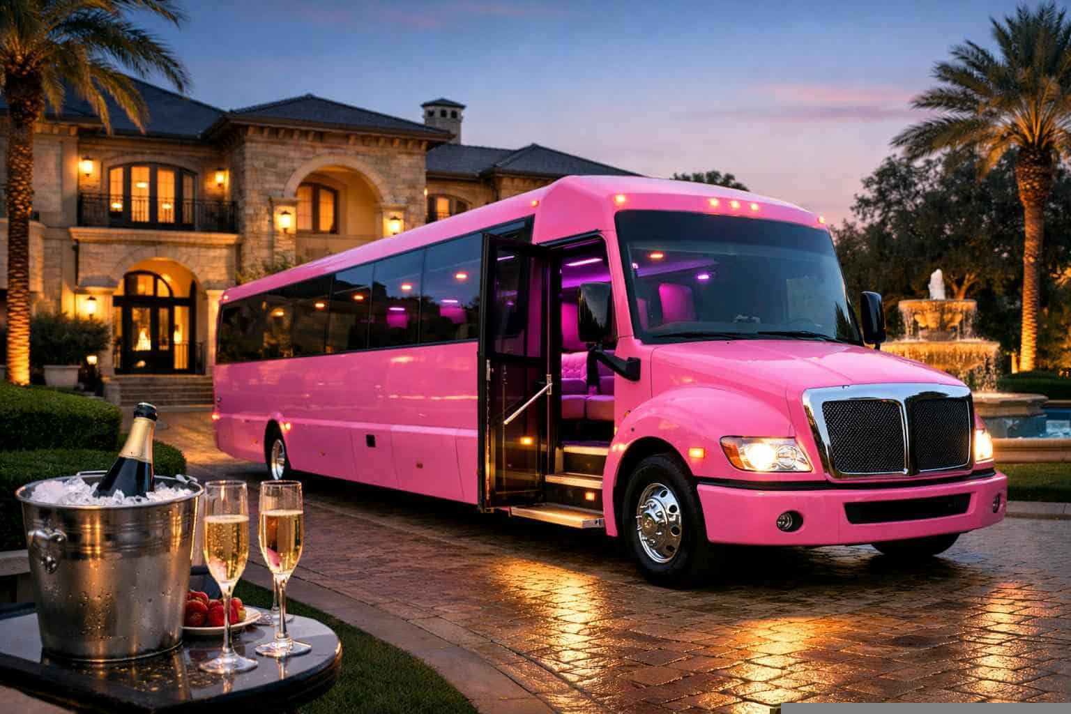 Affordable Pink Party Bus Service in River Oaks TX