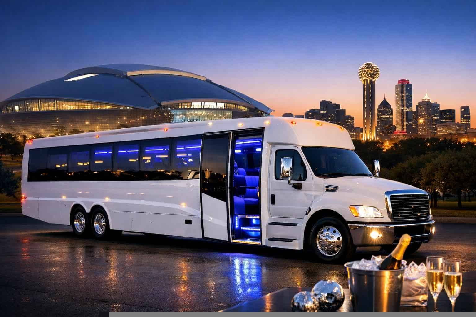 White Party Bus Rental In Arlington Texas Arlington TX White Party Bus Rentals for Special Events