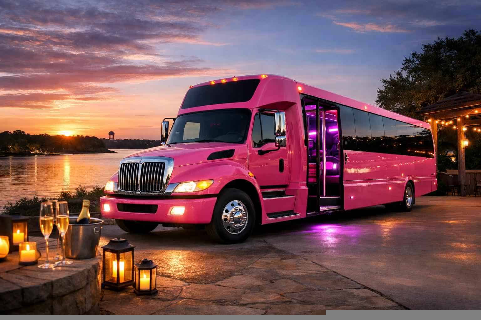 Benbrook TX Pink Party Bus Rentals for Special Events