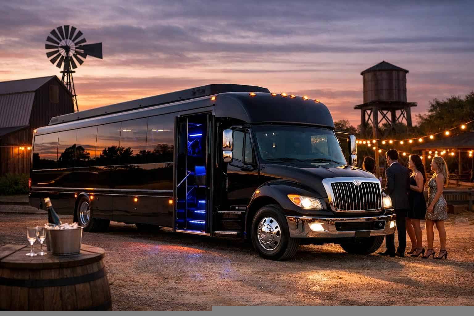 Black Party Bus Rental Near Me in Burleson Texas