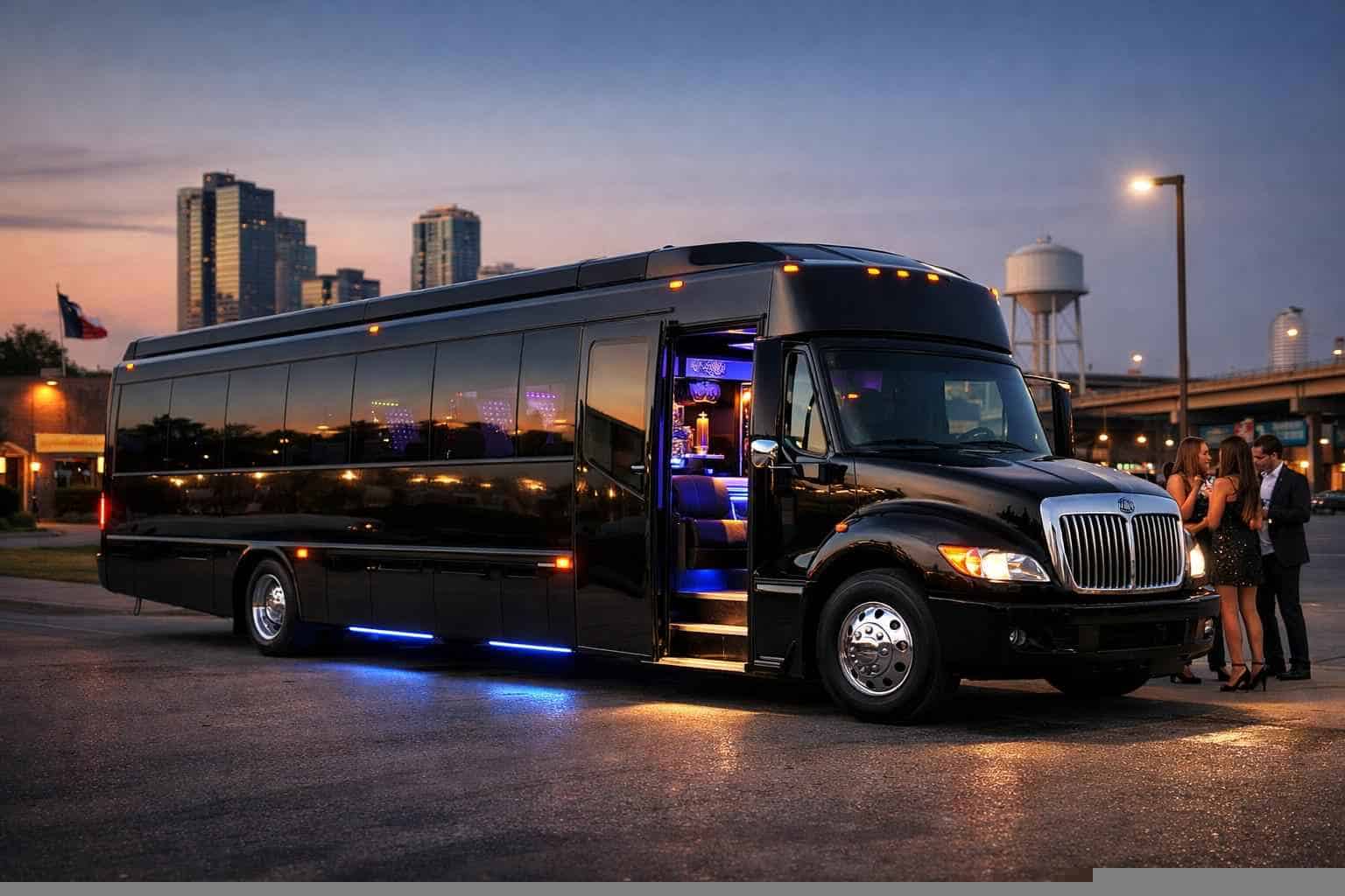 Black Party Bus Rental Near Me in Haltom City Texas
