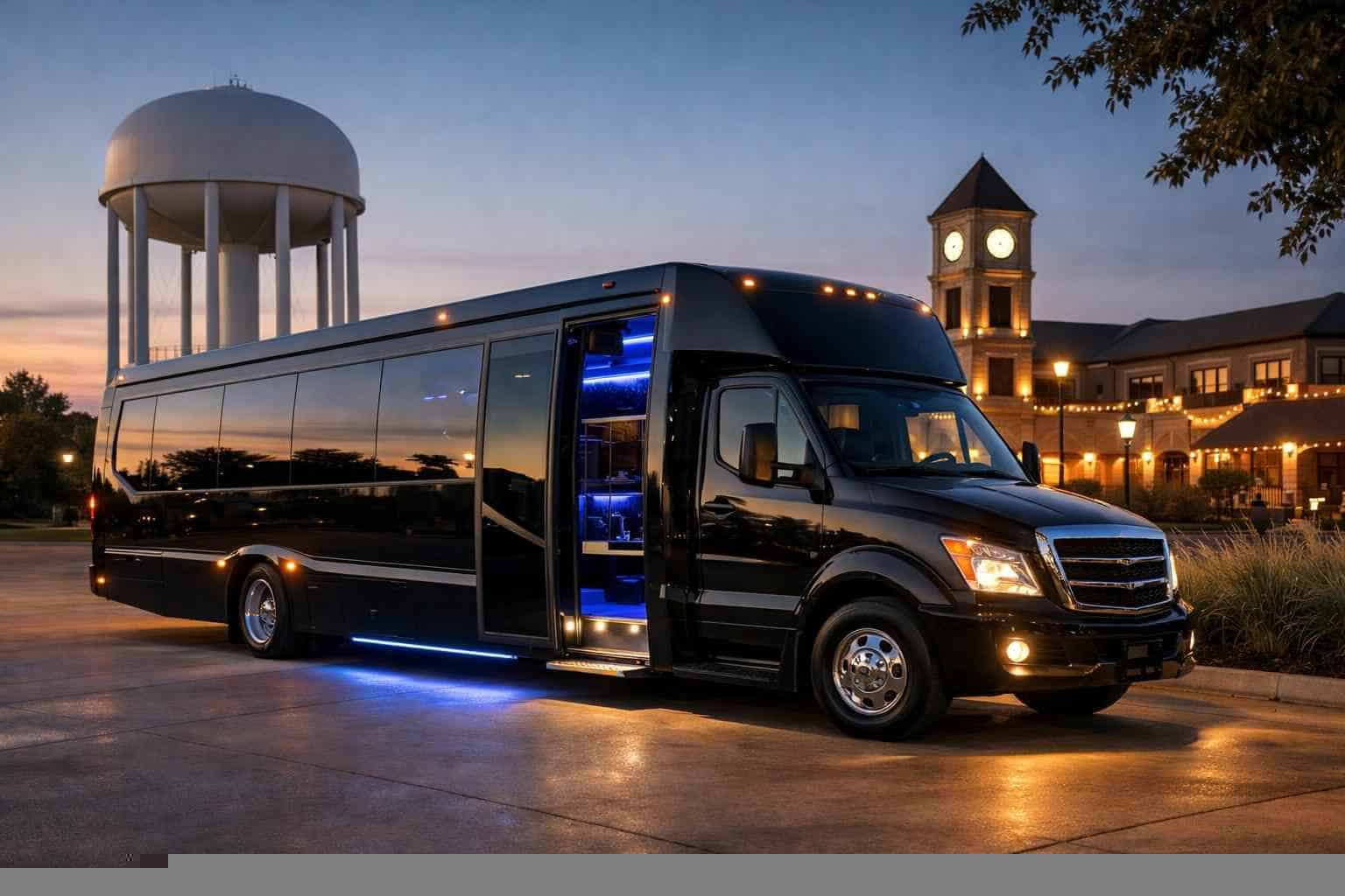 Black Party Bus Rental Near Me in Mansfield Texas