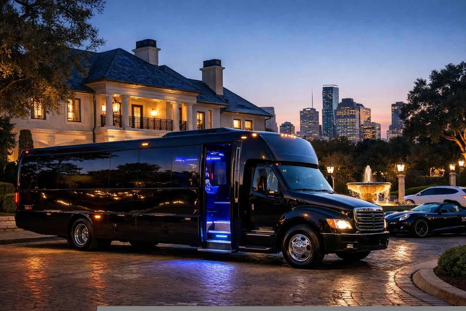 Black Party Bus Rental Near Me in River Oaks Texas