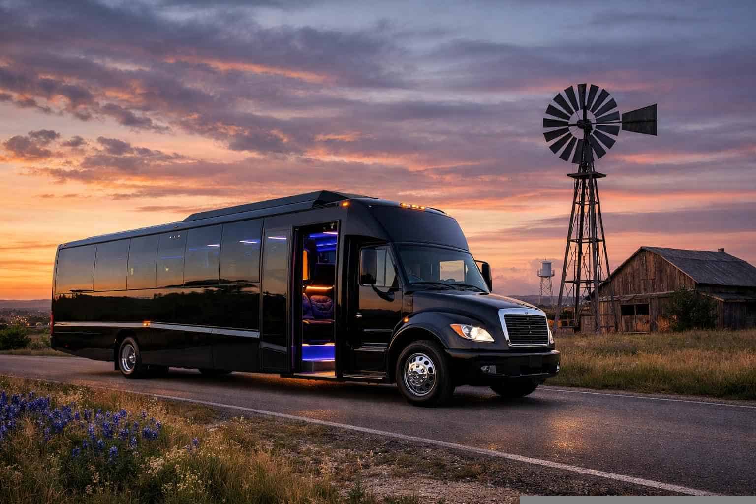 Black Party Bus Rental Near Me in Weatherford Texas