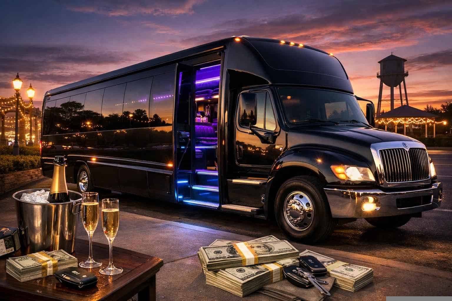 Black Party Bus Rental Pricing in Crowley TX