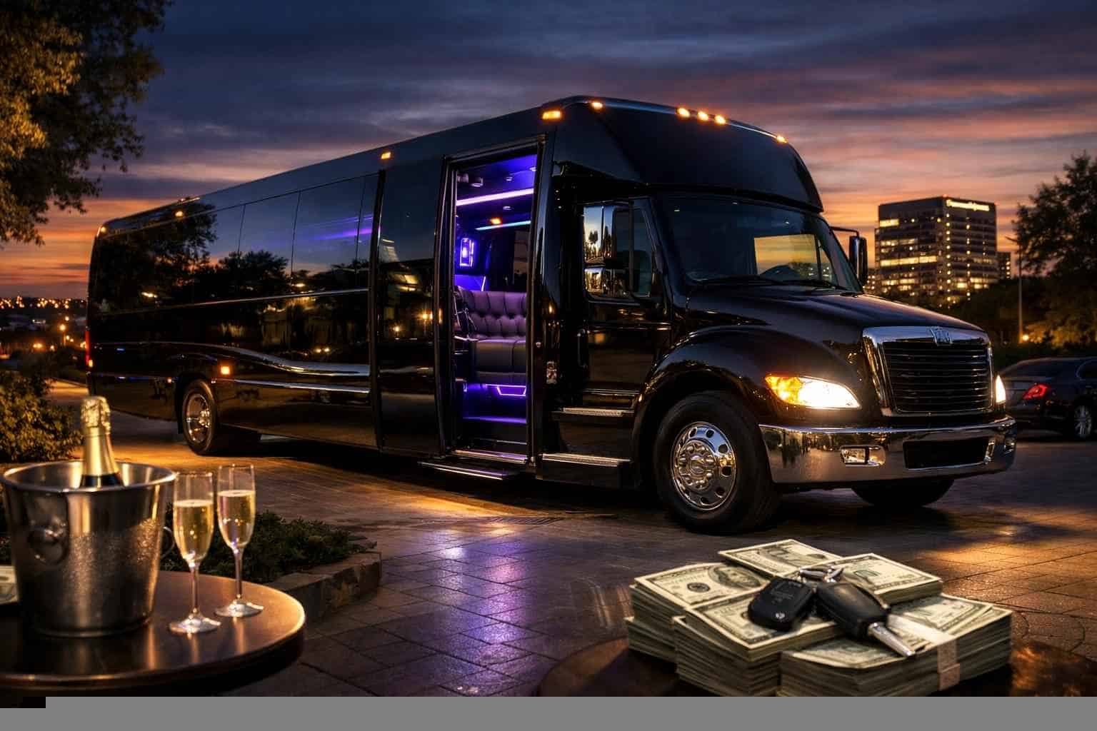 Black Party Bus Rental Pricing in Hurst TX