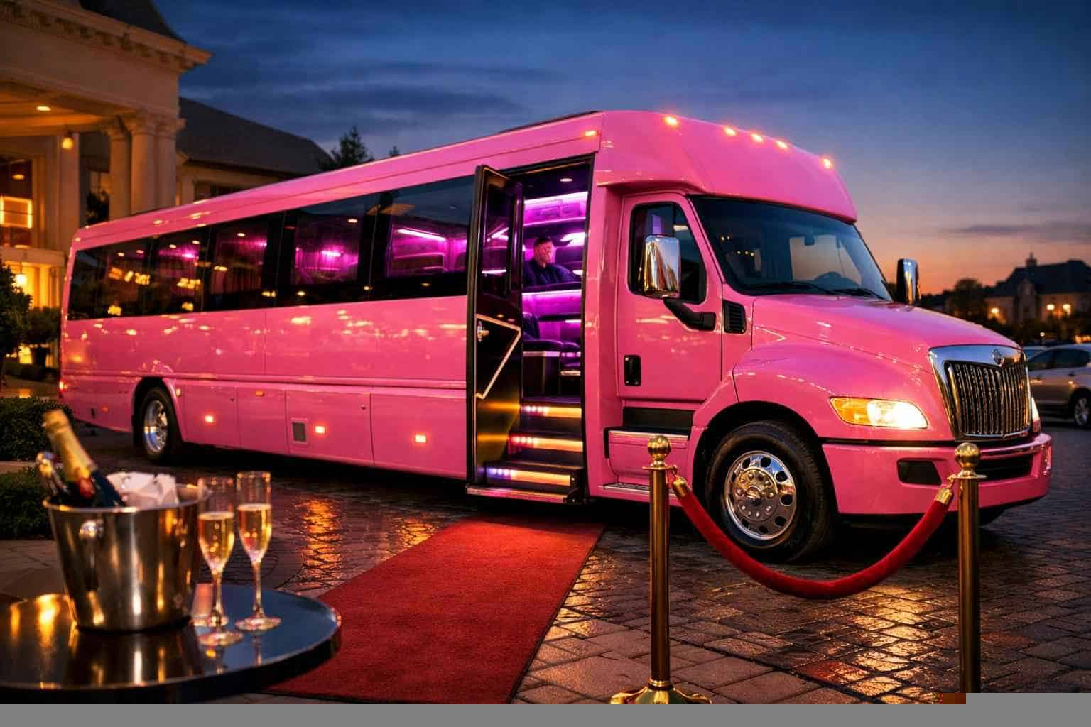 Book Your Bedford Pink Party Bus Rental Today