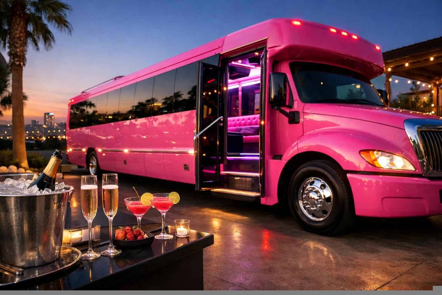 Pink Party Bus Rental In North Richland Hills Texas Book Your North Richland Hills Pink Party Bus Rental Today