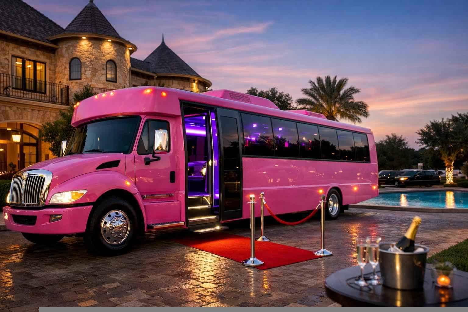 Colleyville TX Pink Party Bus Rentals for Special Events