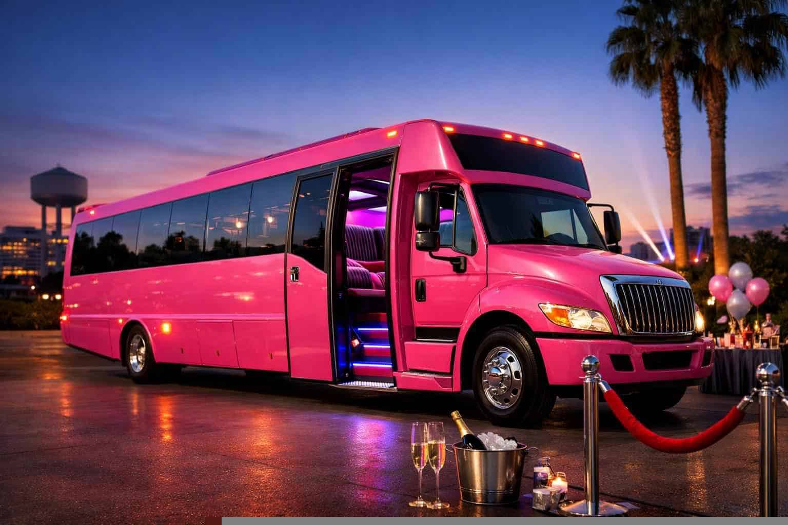 Euless TX Pink Party Bus Rentals for Special Events