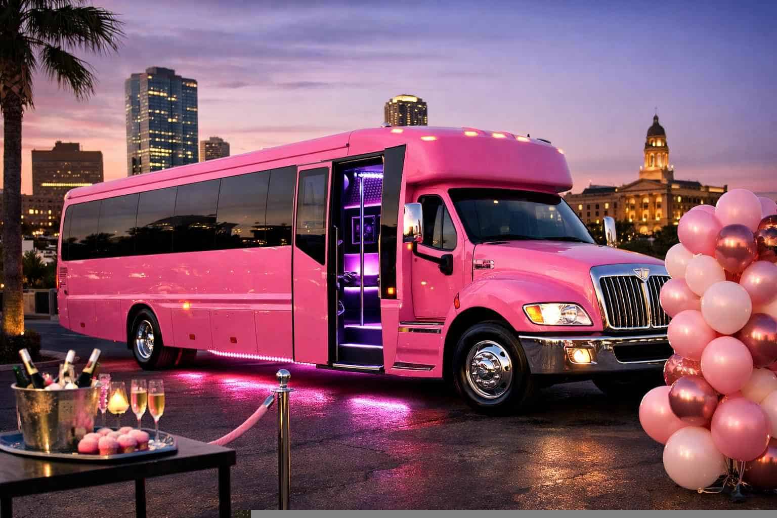 Haltom City TX Pink Party Bus Rentals for Special Events