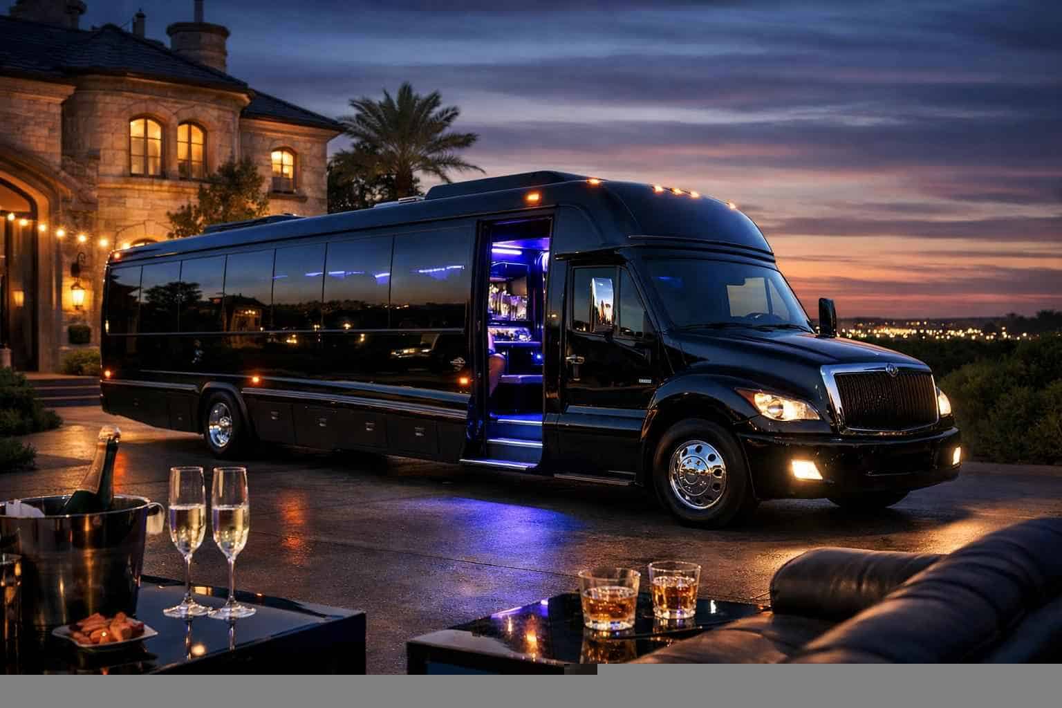 Luxury Black Party Bus Rentals in Bedford TX