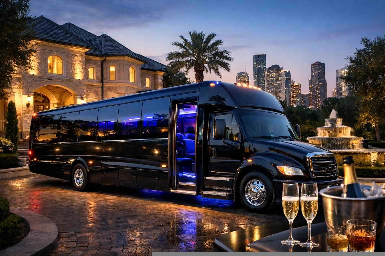 Luxury Black Party Bus Rentals in River Oaks TX