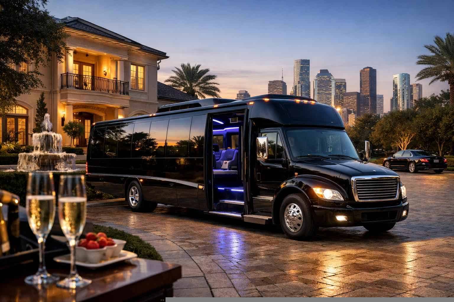Luxury Limo Bus Rentals in River Oaks TX