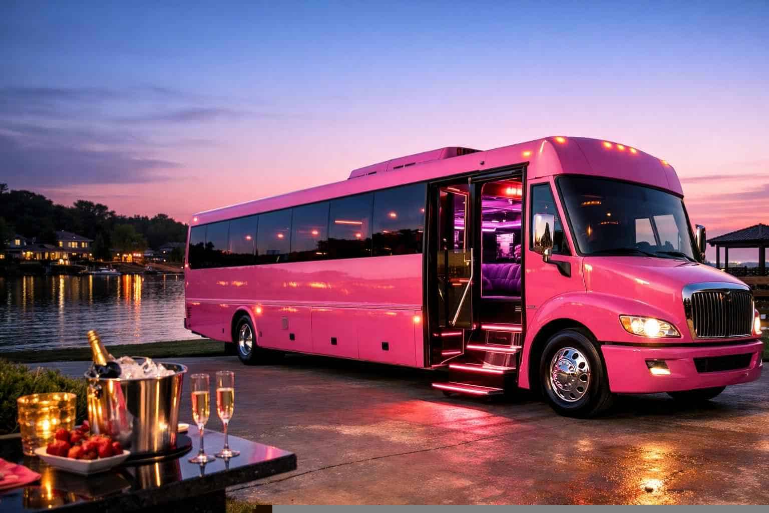 Luxury Pink Party Bus Rentals in Benbrook TX