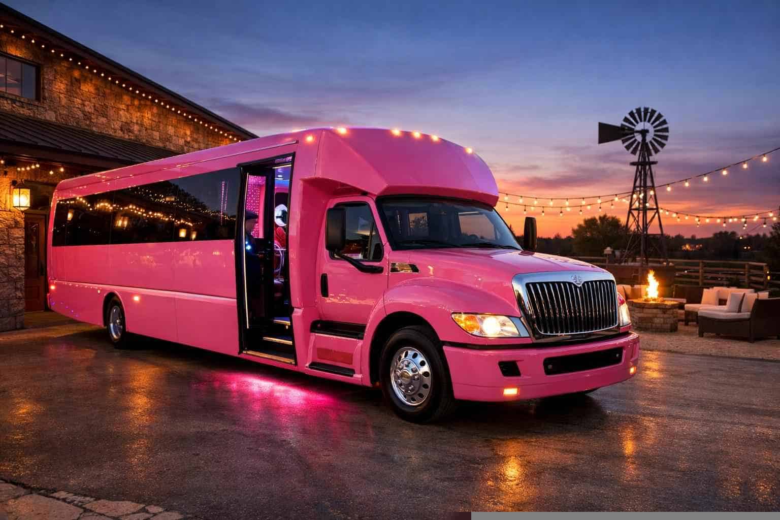 Luxury Pink Party Bus Rentals in Burleson TX