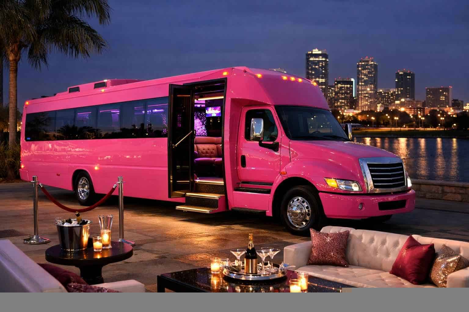 Luxury Pink Party Bus Rentals in Haltom City TX