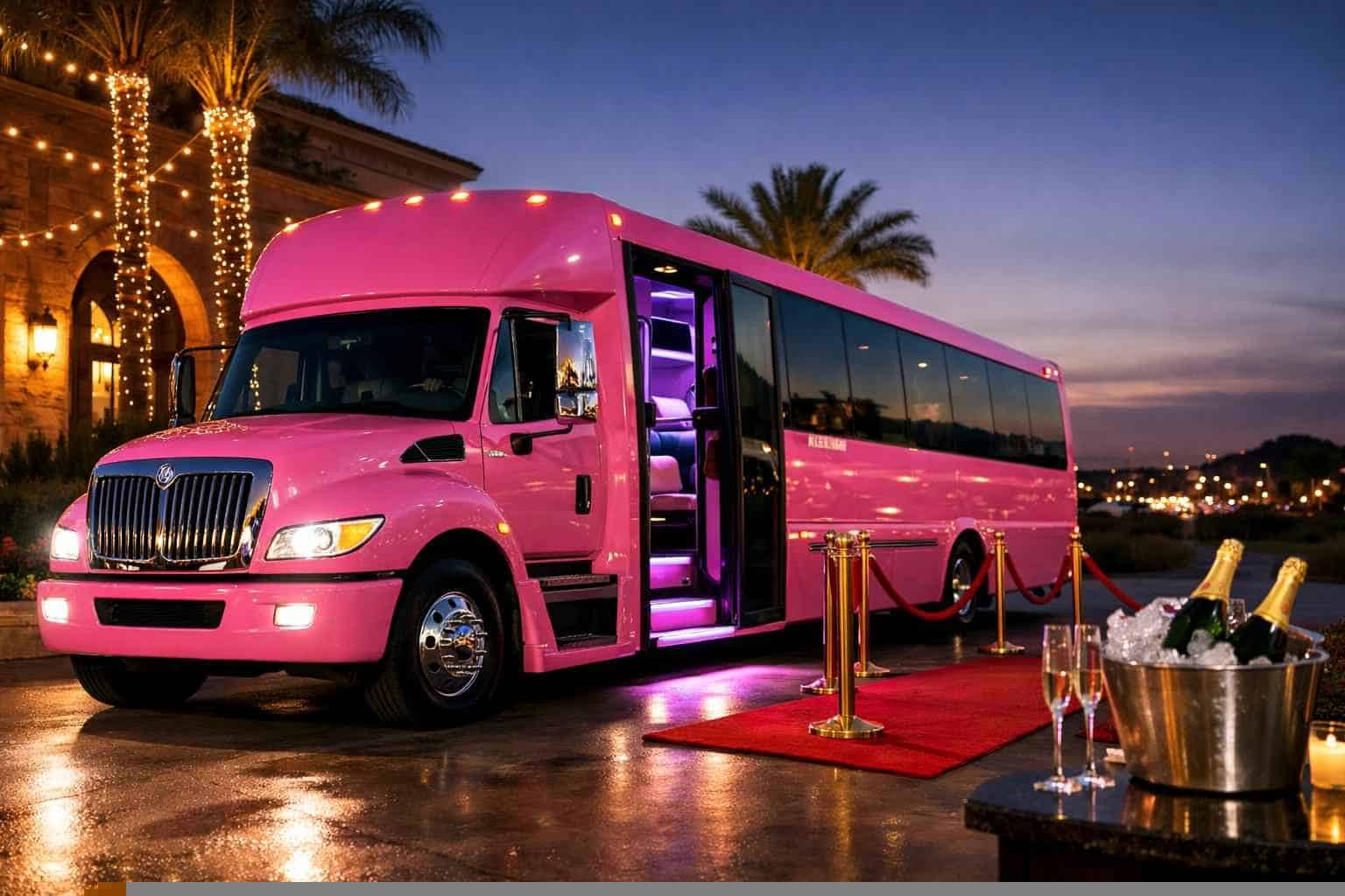 Luxury Pink Party Bus Rentals in Keller TX