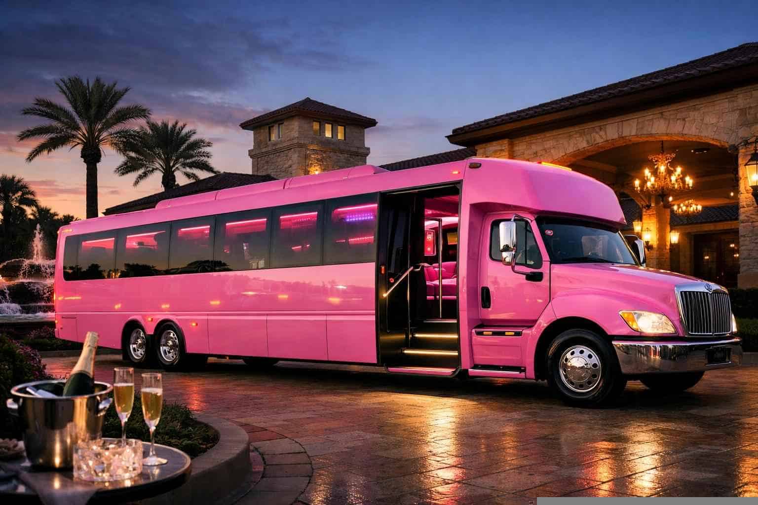 Luxury Pink Party Bus Rentals in Mansfield TX