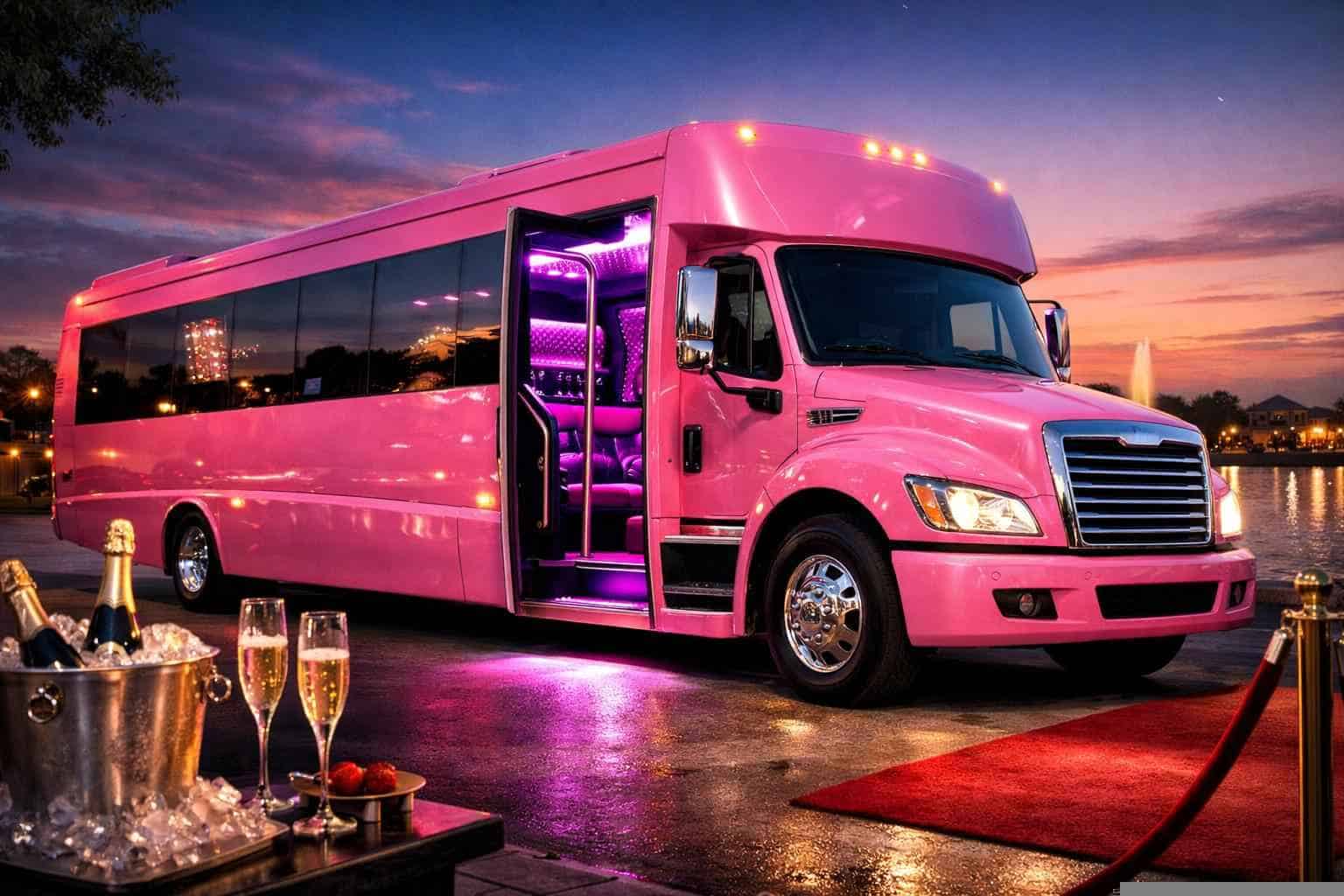 Luxury Pink Party Bus Rentals in Saginaw TX