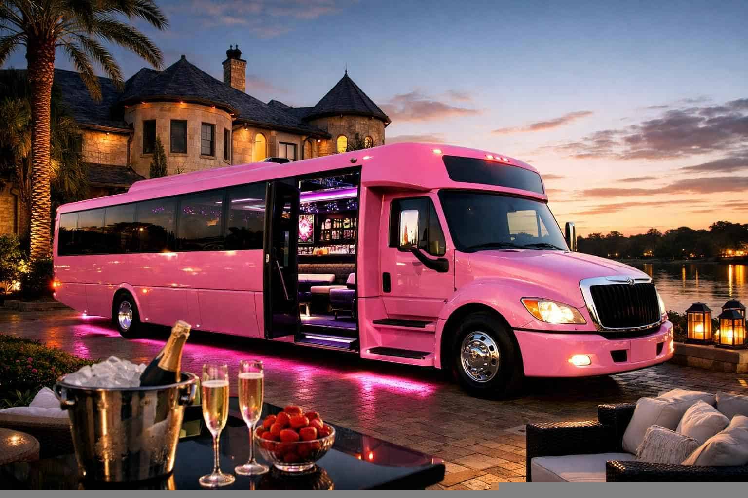 Luxury Pink Party Bus Rentals in Southlake TX