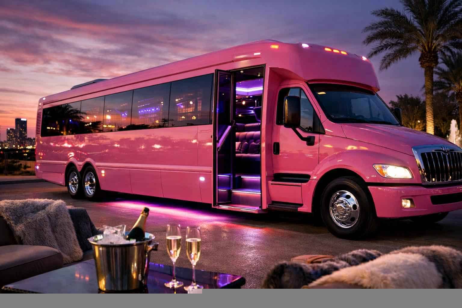 Luxury Pink Party Bus Rentals in White Settlement TX