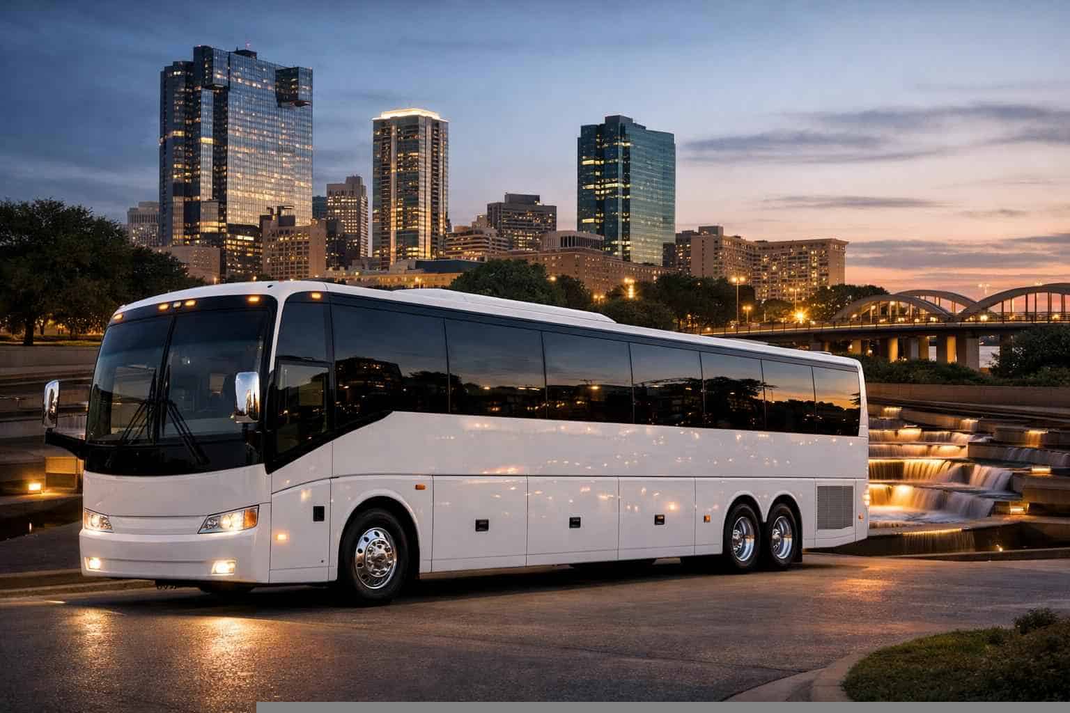 Luxury White Bus Rentals in Fort Worth TX