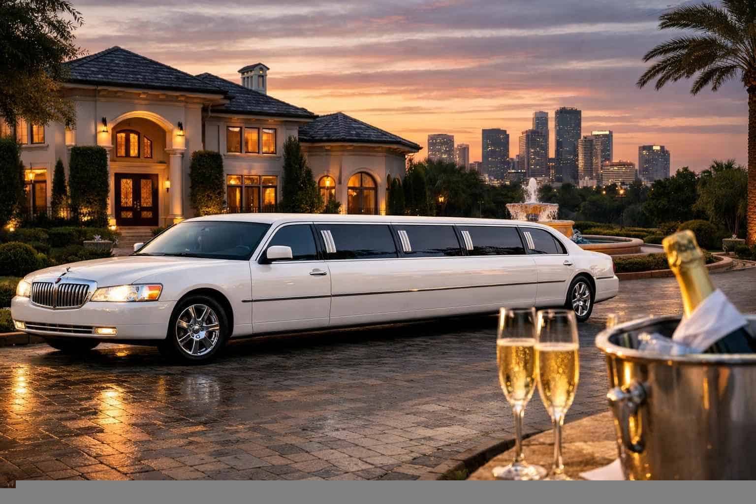 Luxury White Limo Rentals in River Oaks TX