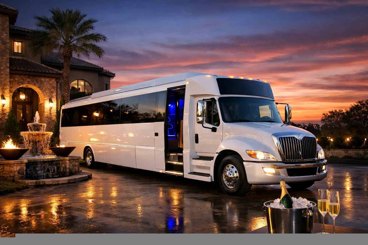 Luxury White Party Bus Rentals in Colleyville TX