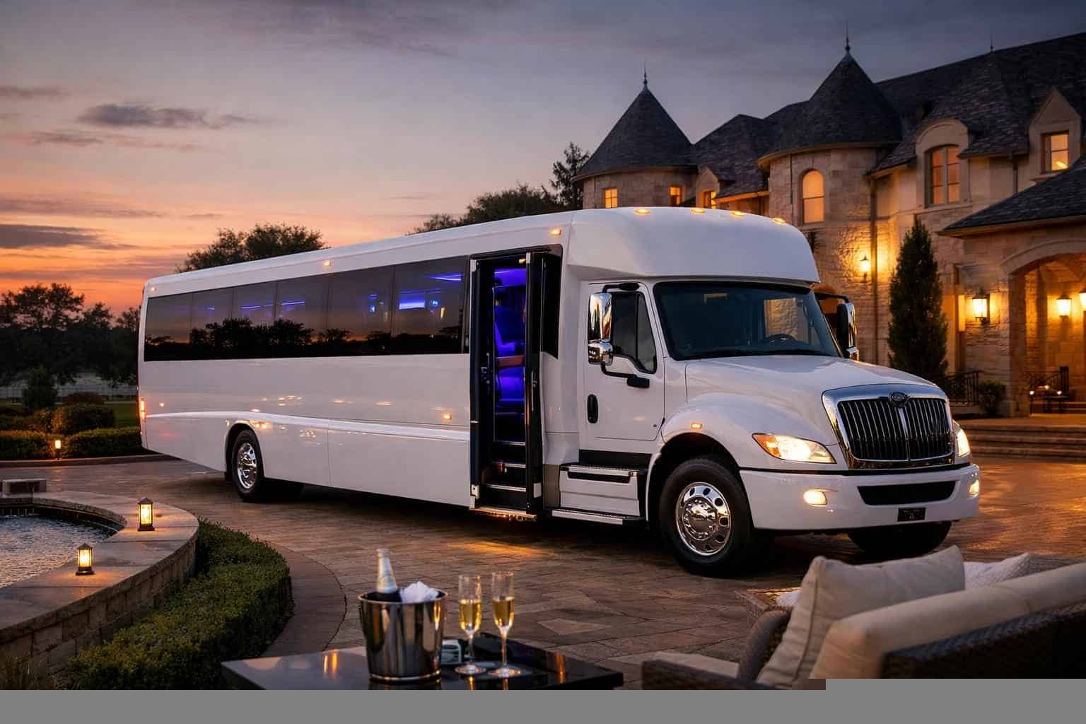 Luxury White Party Bus Rentals in Southlake TX