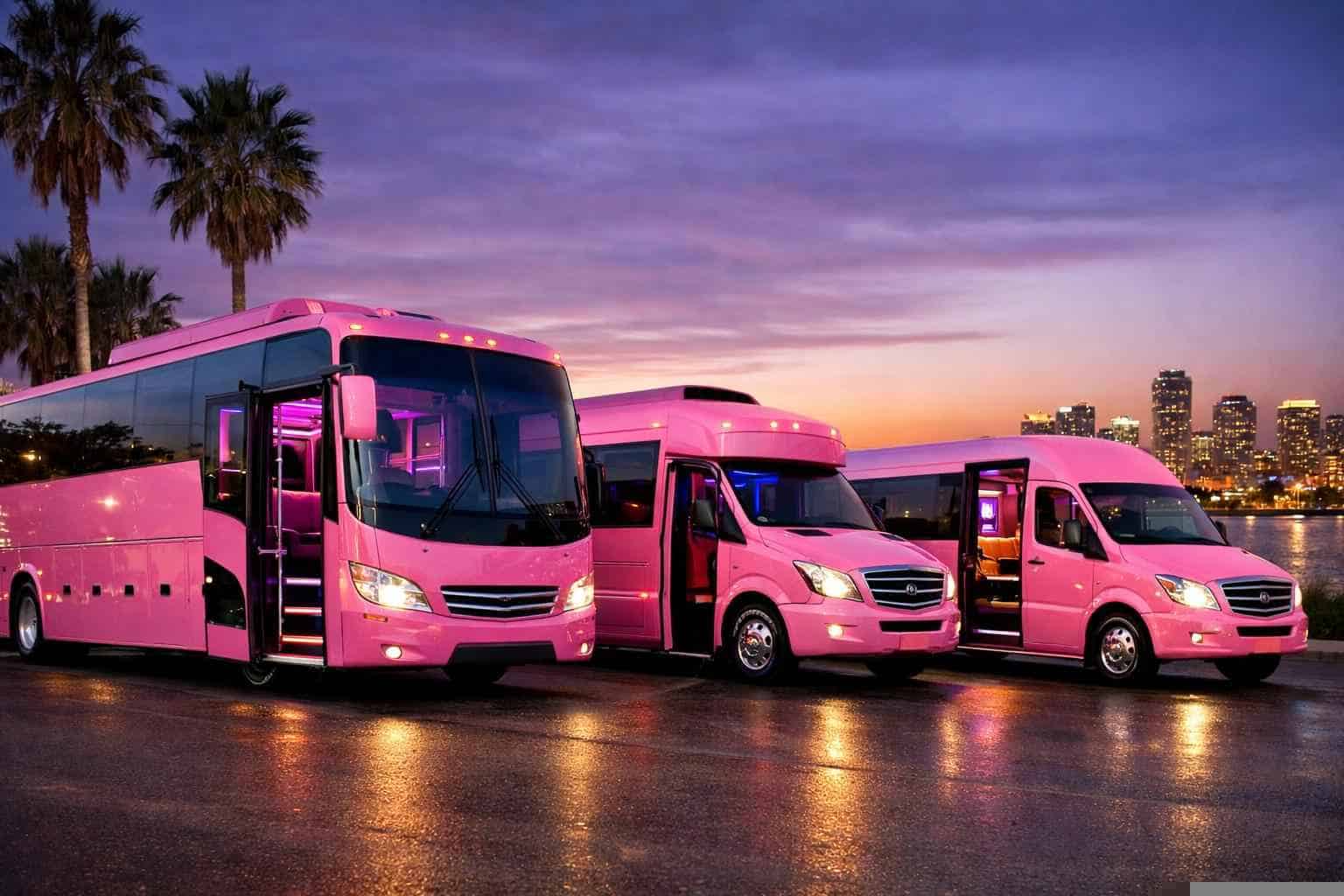 Our Crowley Pink Party Bus Fleet Options