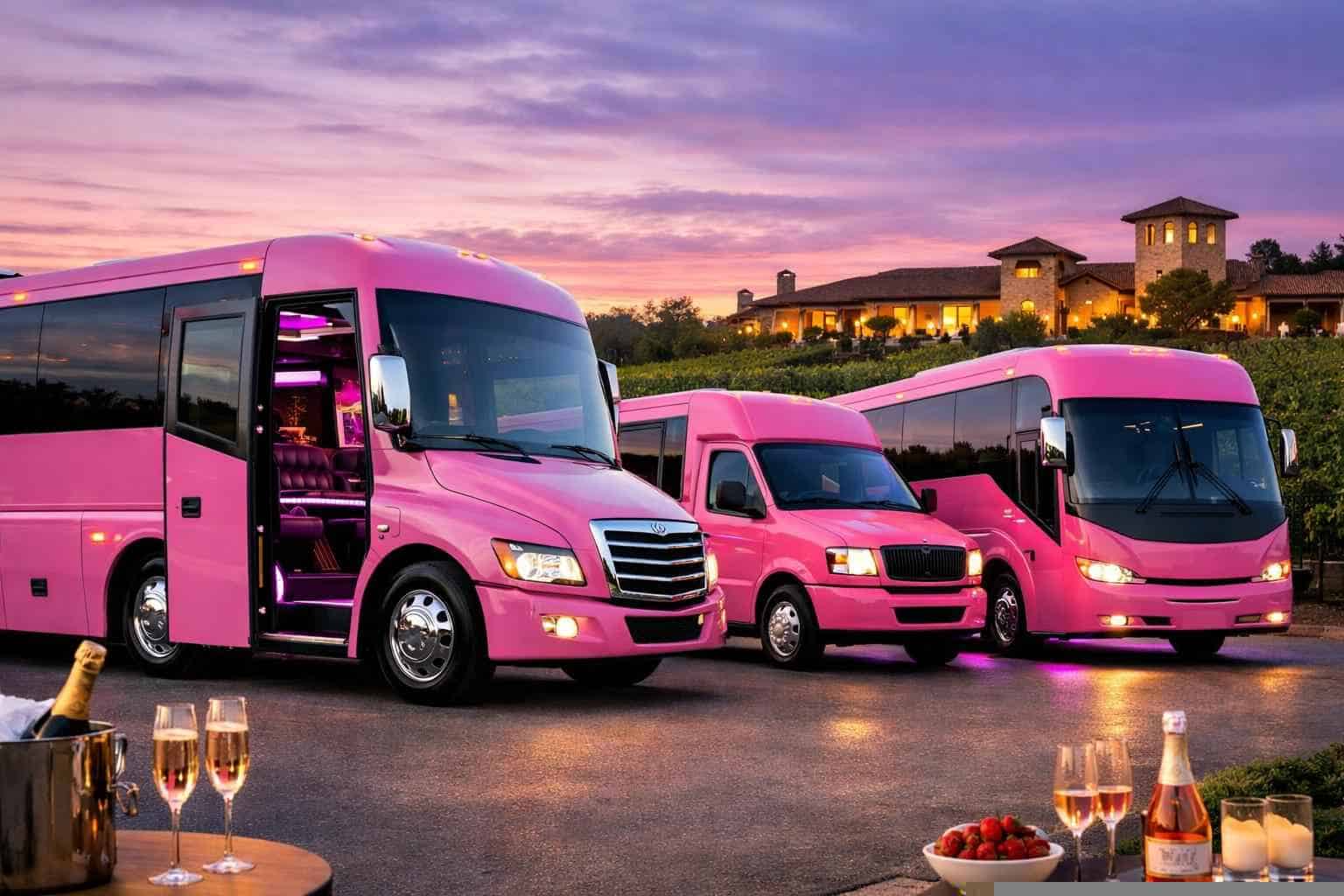 Pink Party Bus Rental In Grapevine Texas Our Grapevine Pink Party Bus Fleet Options