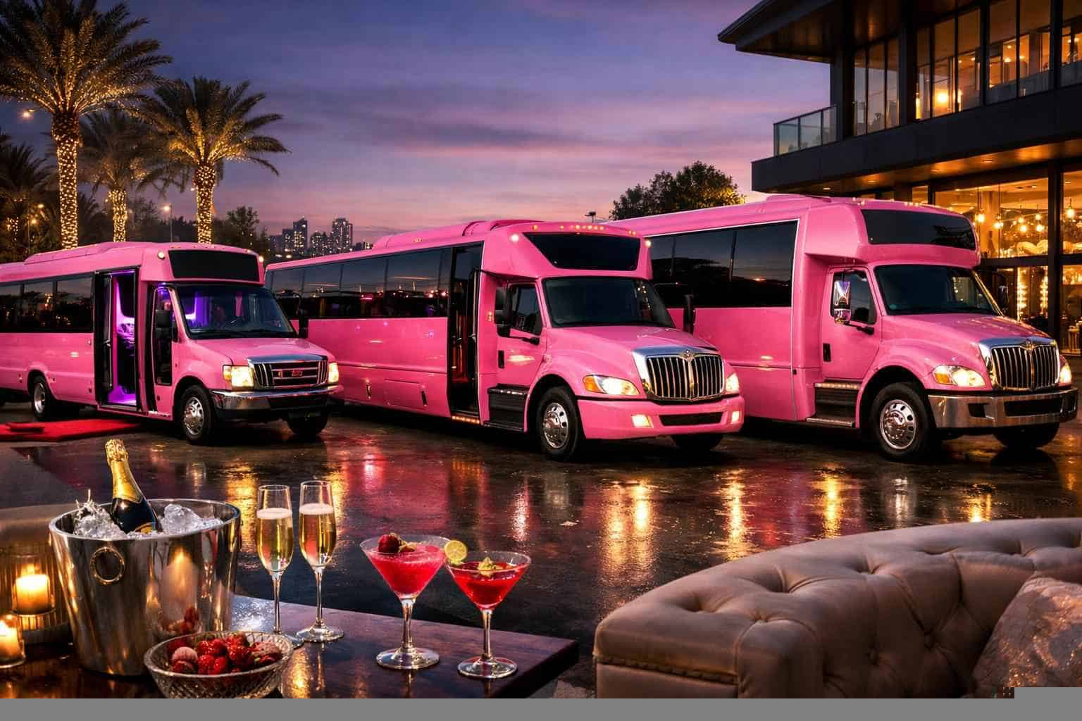Our Hurst Pink Party Bus Fleet Options