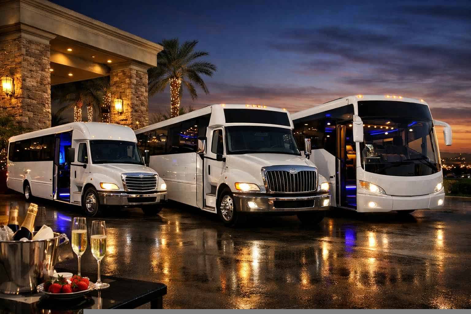 Our Hurst White Party Bus Fleet Options