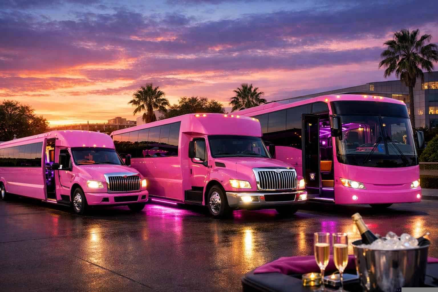 Our Keller Pink Party Bus Fleet Options
