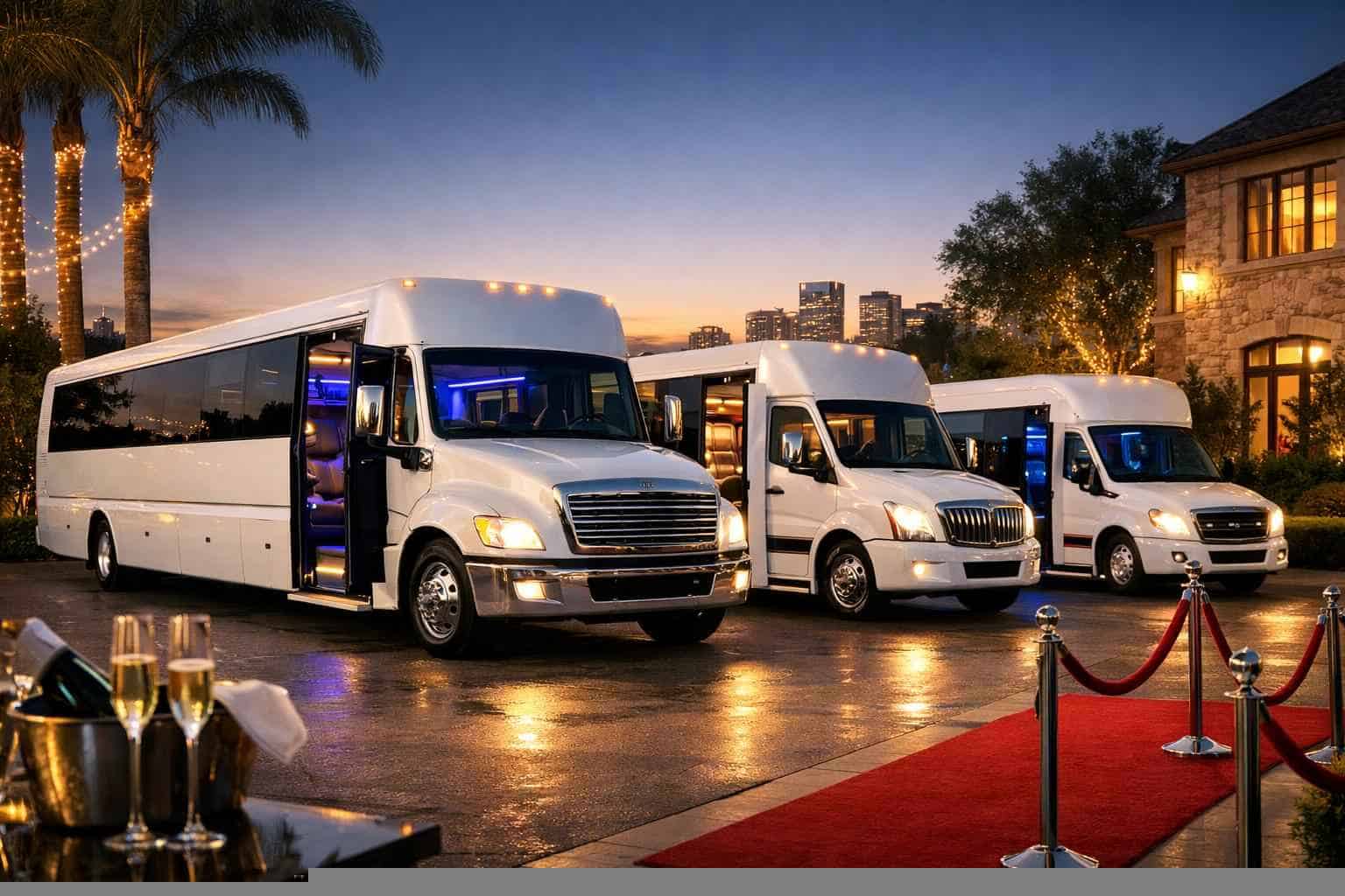 Our Mansfield White Party Bus Fleet Options