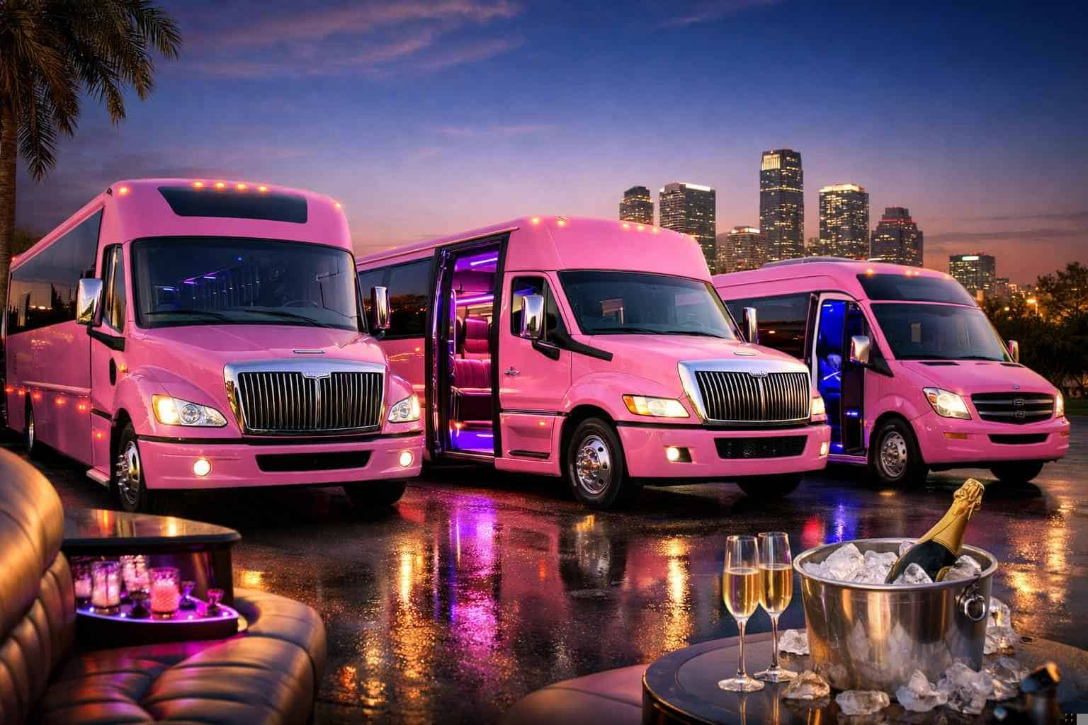 Pink Party Bus Rental In North Richland Hills Texas Our North Richland Hills Pink Party Bus Fleet Options