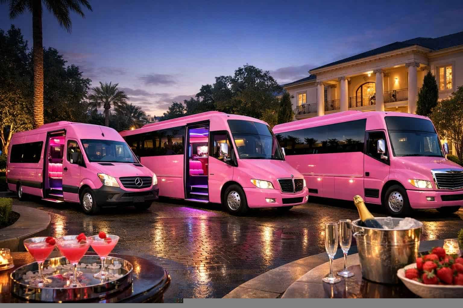Our River Oaks Pink Party Bus Fleet Options