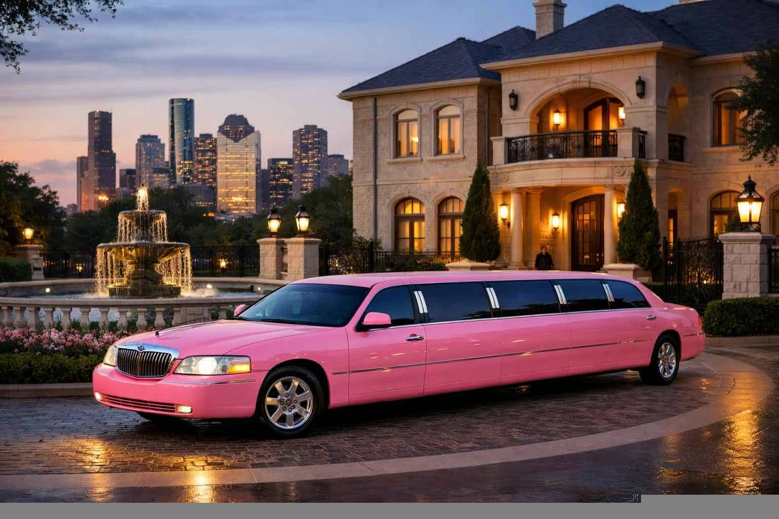 Pink Limo Rental Near Me in River Oaks Texas