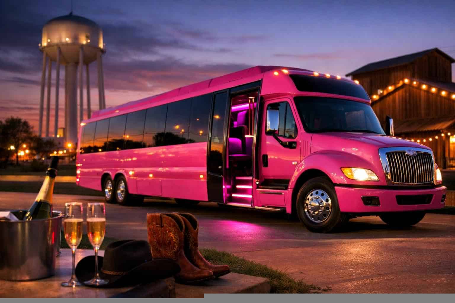 Pink Party Bus Rental Near Me in Burleson Texas