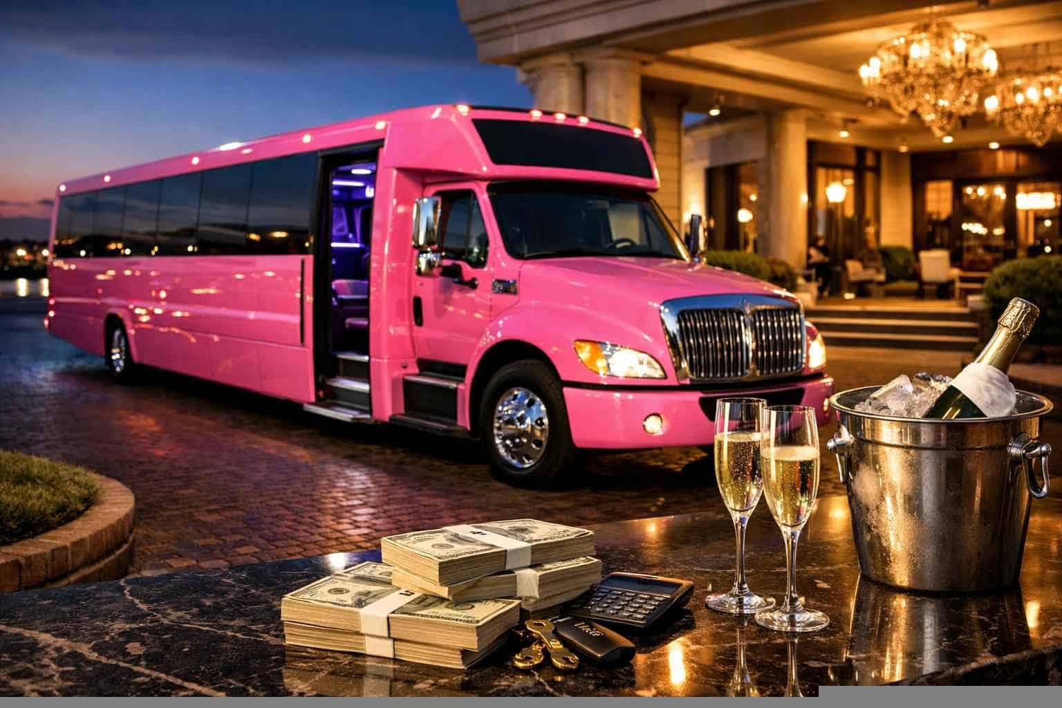 Pink Party Bus Rental Pricing in Bedford TX