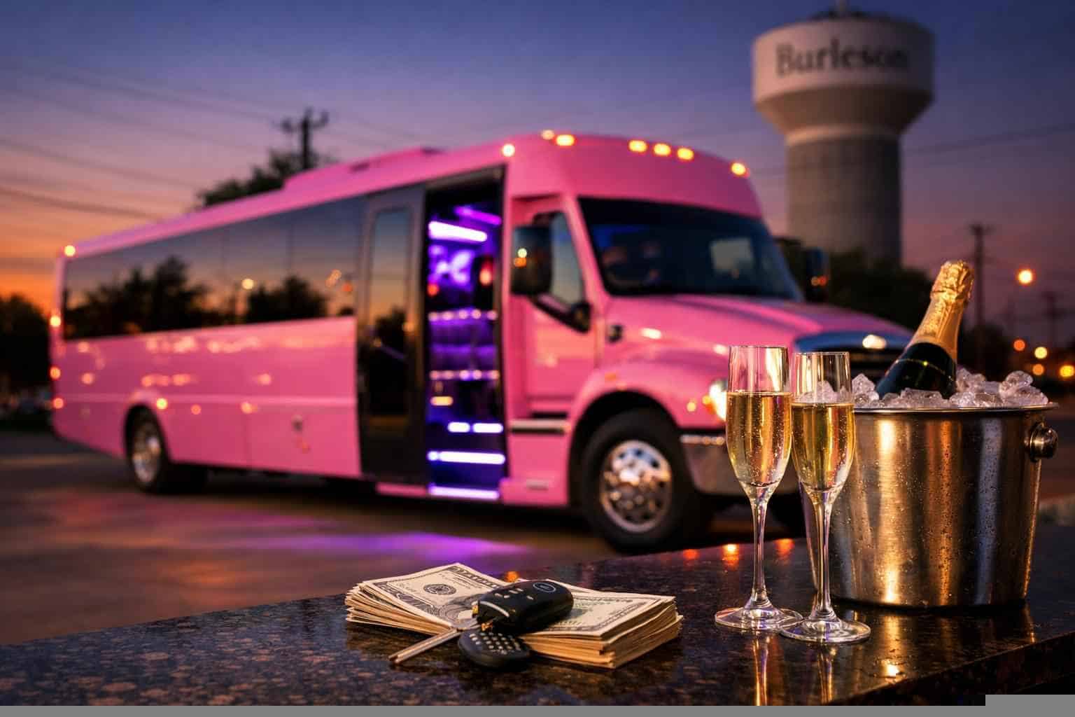 Pink Party Bus Rental Pricing in Burleson TX