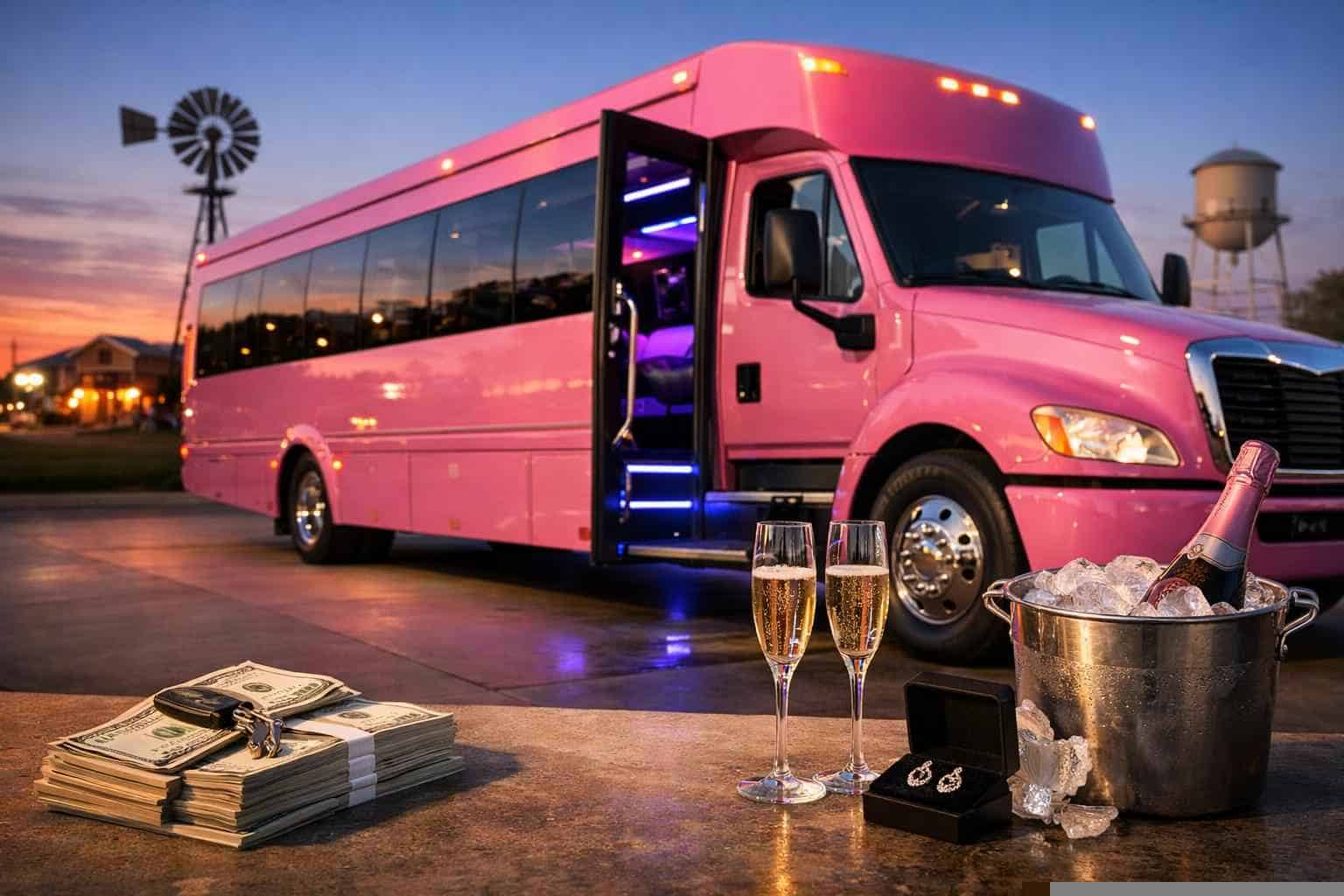 Pink Party Bus Rental Pricing in Crowley TX