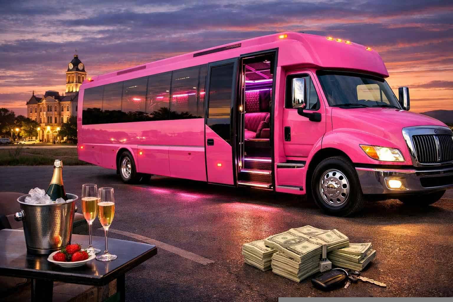 Pink Party Bus Rental Pricing in Weatherford TX