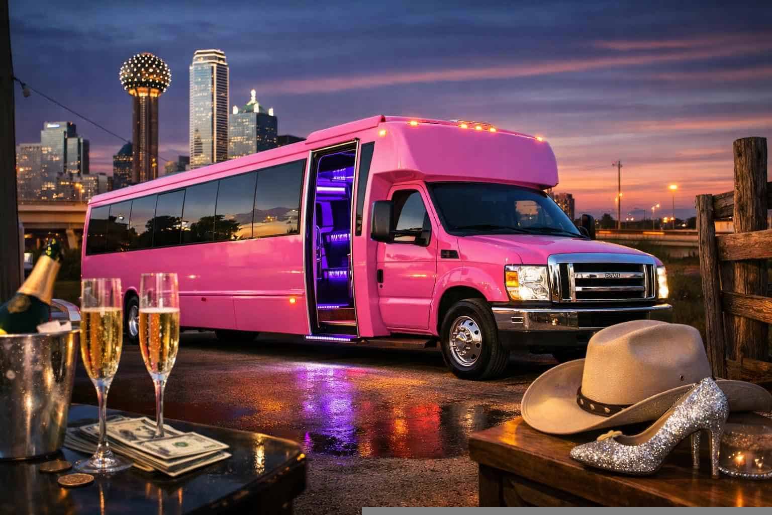 Pink Party Bus Rental Pricing in White Settlement TX